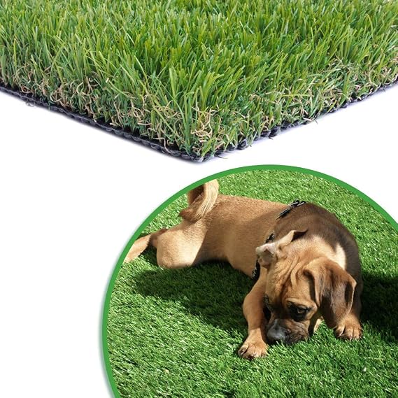 Artificial Grass Turf 3FTX8FT,1,38inch 4 Tone Realistic Synthetic Thick Fake Faux Grass Rug Astroturf Carpet Landscape for Dogs Indoor Outdoor Garden Lawn Mat, with Drainage Holes