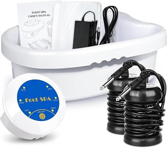 Ionic Detox Foot Bath Machine Personal Ionic Foot Cleansing Ion Foot Bath Spa Machine for Home Beauty Salon Spa with Washbasin 100 Liners and 2 Round Arrays