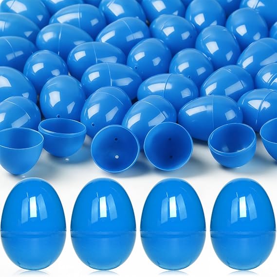 120 Pieces Empty Easter Eggs 2.36" Plastic Easter Eggs Bulk for Easter Basket Stuffers Fillers, Easter Hunt, DIY Spring and Easter Decorations Classroom Prizes, Party Favors(Blue)