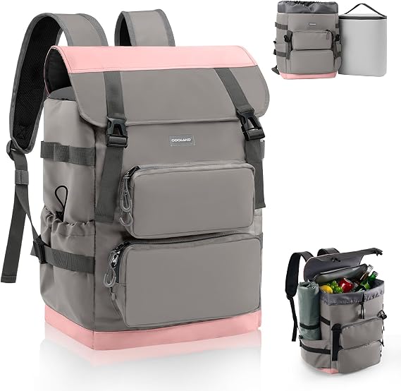Odoland 26L Leak-Proof Cooler Backpack with 9L Removable Insulated Bag