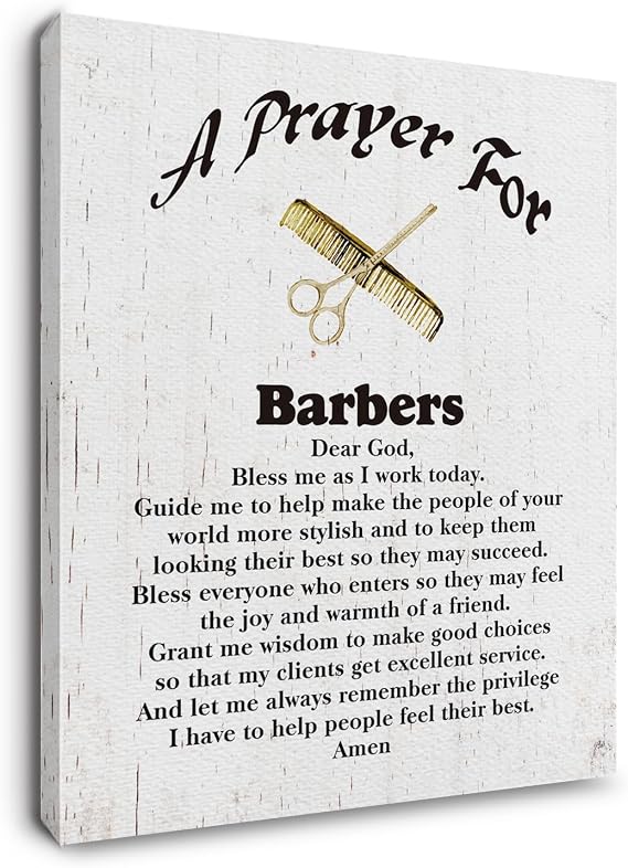 Ryeolo A Prayer For Barbers Wall Art Prints, Barber Shop Canvas Prints Wall Art, Barber Wall Decor 11X15 Inches, Barbershop Decor,Barber Gifts For Men, Barber Gifts