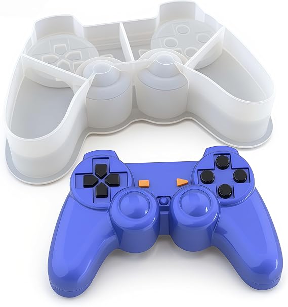 Game Controller Silicone Mold, 3D Gamepad Resin Game Console Molds, DIY Smash Game Controller Breakable Chocolate Cake Topper Fondant Candy Mold for Baking