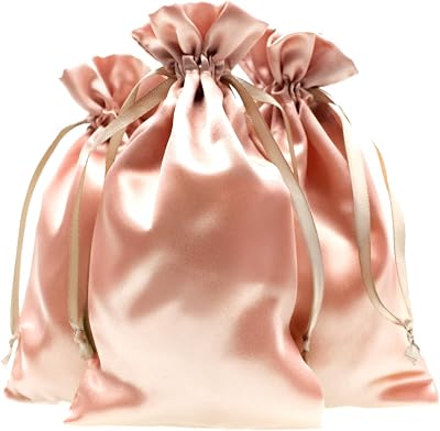 6 x 9 Rose Gold Satin Gift Bags, Jewelry Bags, Wedding Favor Drawstring Bags Baby Shower Christmas Gift Bags 50 per Pack