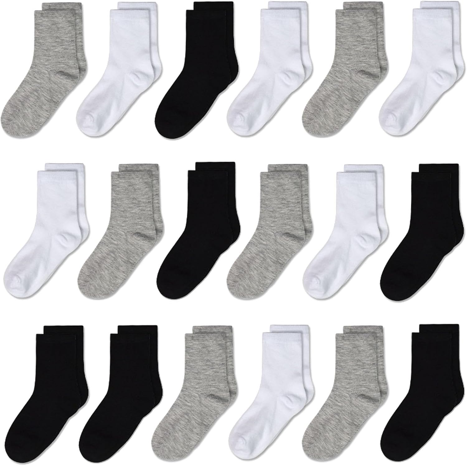 Kids Socks 18-Pair Pack - Unisex, Breathable Moisture-Wicking Comfortable Fit for School Sports Everyday Wear