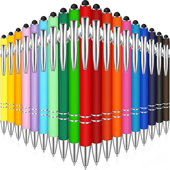 Zonon 38 Pcs Stylus Ballpoint Pens, Metal Rubberized Grip, Assorted Colors