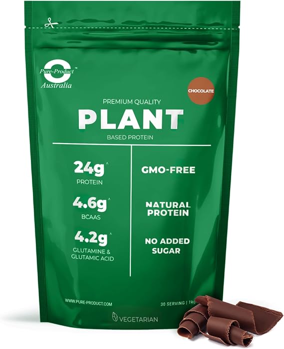 Pure Product Australia Vegan Pea and Rice Protein Isolate Powder Chocolate 2 kilograms with Glass Shaker