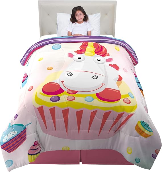 Franco Kids Bedding Comforter, Twin/Full, Fluffy Unicorn