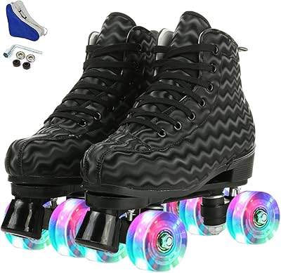 MilkyWay Unisex Roller Skates Double Row Four Wheels High-top Roller Skates Lightning Pattern for Beginners Womens Mens Boys and Girls