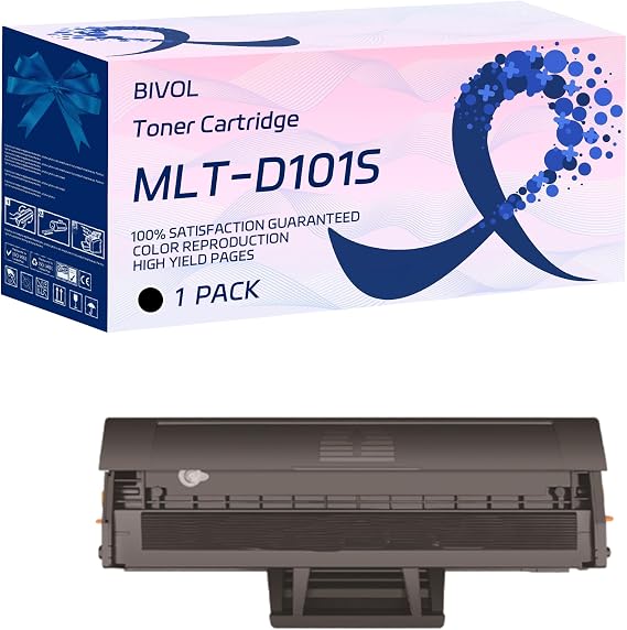 BIVOL MLT-D101S Toner Cartridge Compatible for Samsung ML-2160 ML-2161 ML-2162 ML-2163 ML-2165 ML-2165W ML-2166W ML-2168 SCX-3400 SCX-3401 SCX-3401FH SCX-3405 SCX-3405FW Printers (1 Pack Black)
