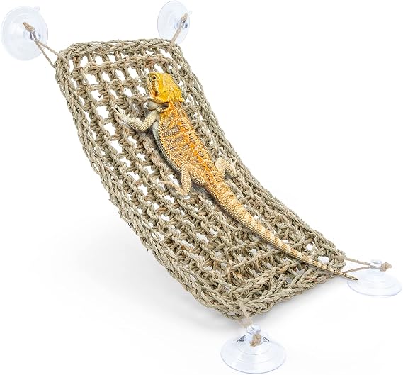 Niteangel Bearded Dragon Seagrass Hammock: Rectangle 16"x 8" & Suction Cups