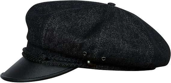 Sterkowski Harley Cap | 100% Cotton Denim Biker Cap for Men and Women | Vintage Motorcycle Cap with Genuine Leather Visor