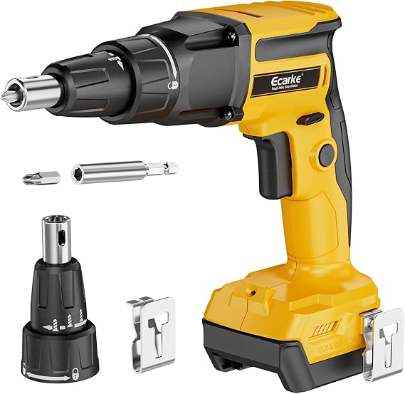 Ecarke Drywall Screw Gun Compatible with DeWalt 20V Battery, 6000RPM High-Speed Power Screwdriver, Brushless Cordless Screwgun tool with Belt Clip, LED Light, Forward & Reverse Adjustable, Tool Only