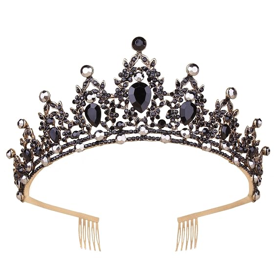 Black Swan Costume Crown, Vampire Evil Queen Black Tiara - Vofler Halloween Gothic Witch Women Headpiece Hair Accessories for Bride Princess Girl Birthday Cosplay Party Prom Quinceanera Homecoming