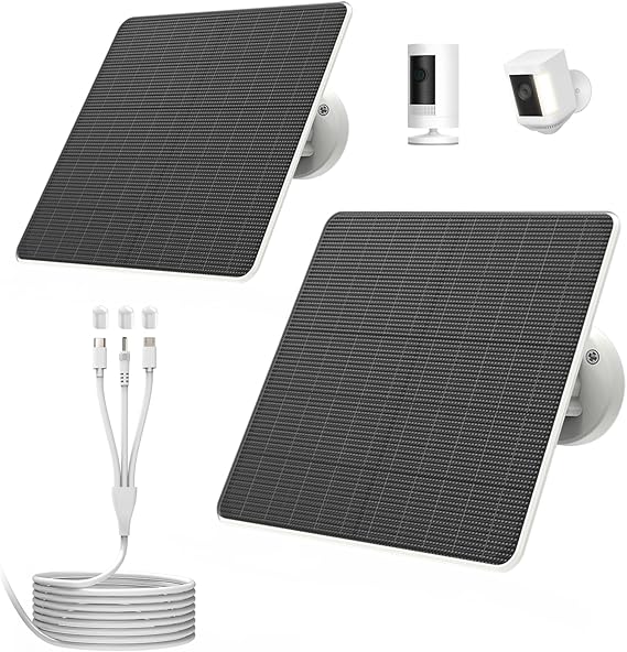 FlexSolar 2 Pack 5V USB 6W Solar Panel for Battery Powered Security Cameras