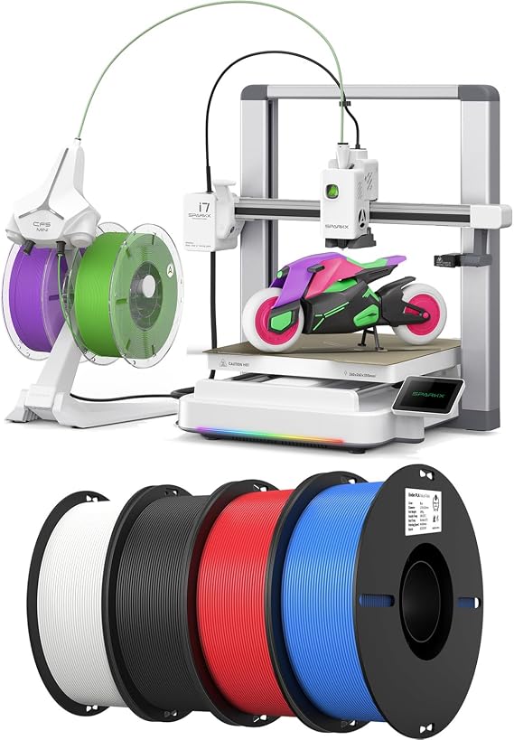 Creality SPARKX i7 Autofill Combo 3D Printer Bundle with Creality 3D Printer Filament 1.75mm 4KG Black White Blue Red