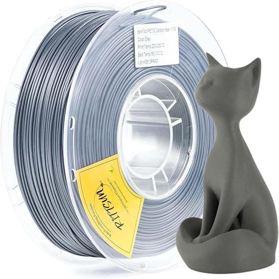 RITTSUN PETG-CF Filament 1.75mm, 15% Carbon Fiber, Gray, 1KG