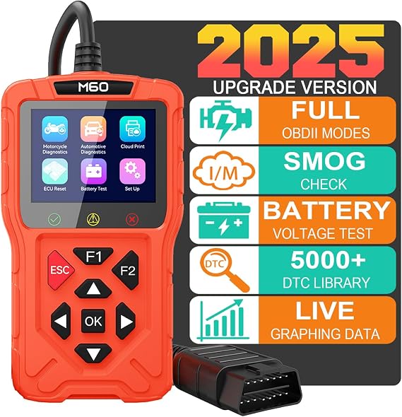 OBD2 Scanner Diagnostic Tool for Car,Professional Check Engine Code Reader,Battery Tester,Live Data,Freeze Frame,I/M Readiness,Works for All Vehicles Since 1996