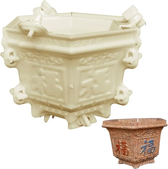 Planter Mold, 6.7x7.9x9.1 Inch Thickened Concrete Mold with Snap-On Design, Hexagonal Plant Containers for Flower Pot Making