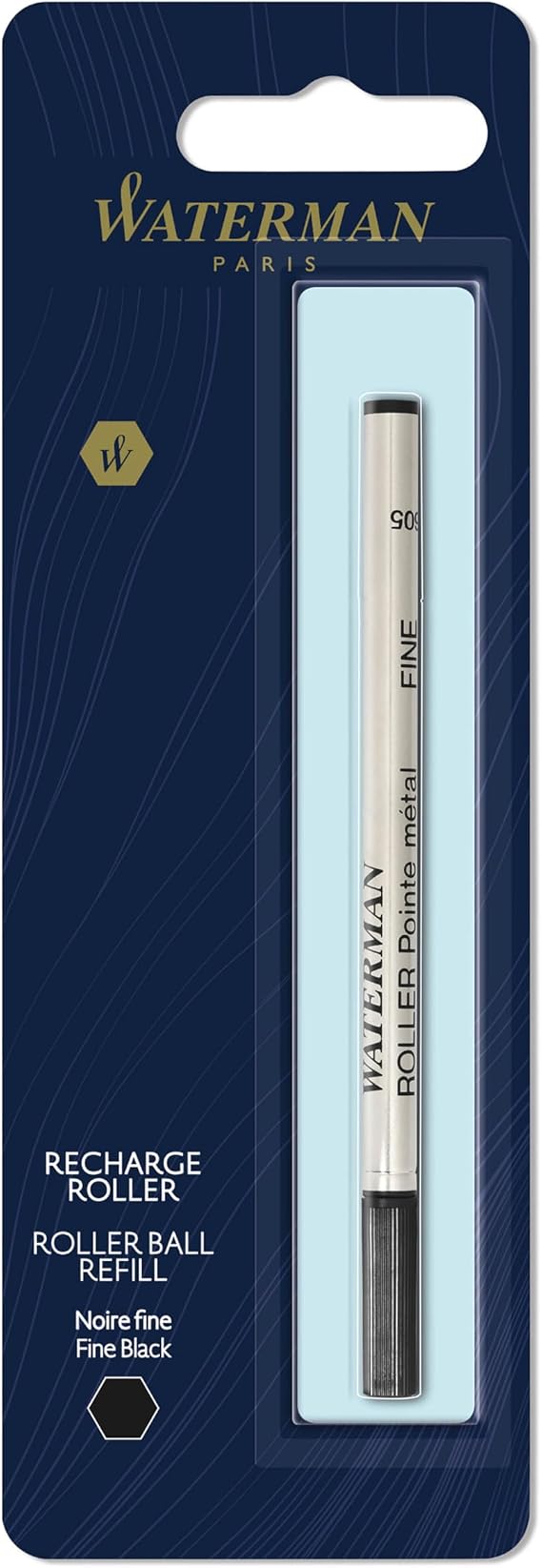 Waterman Refill for Waterman Roller Ball Pens, Fine Conical Tip, Black Ink