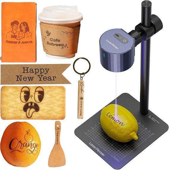 LaserPecker LP1 Plus Mini Laser Engraver for Beginners, Pocket-Sized Laser Engraving Machine with Adjustable Stand, 360 Multi-Angle Engraving for Wood Leather Paper DIY Projects