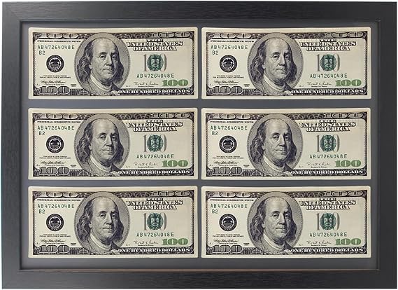 2 PCS Money Display Case Dollar Bill Frame Storage, Black Creative First Dollar Money Display Frame for Currency Collection Supplies, Bill, Stamp, 15x 10 Inch