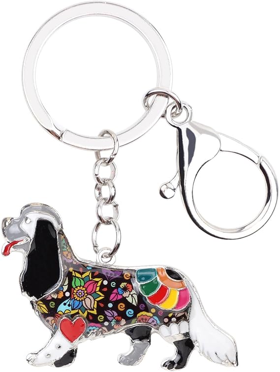 Enamel Alloy Chain Cavalier King Charles Spaniel Dog Key Chains For Women Girl Car Purse bag Charms Gift