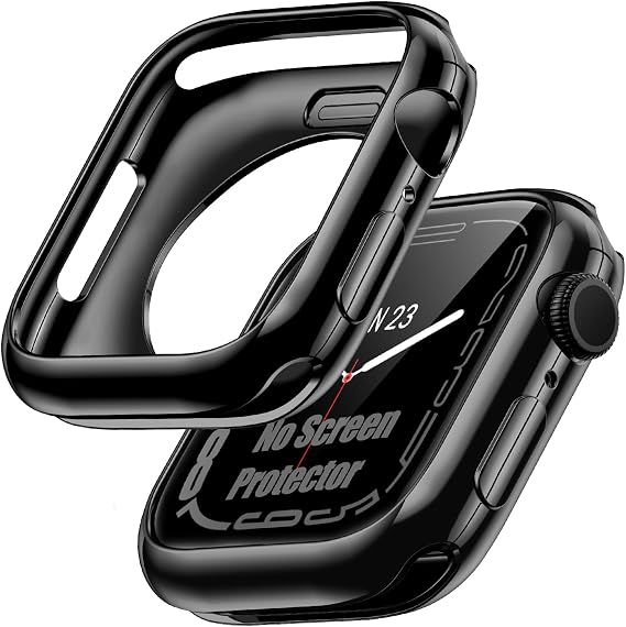 [2 Pack] Bumper Case for Apple Watch SE3/SE2/SE/Series 6/5/4 40mm, Black | No Screen Protector, Slim Soft Flexible TPU Lightweight Thin Shockproof Cover Protector Accessories for iWatch