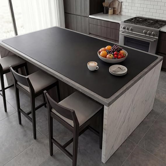 Extra Large Silicone Mats for Kitchen Counter, Heat Resistant Mat, Nonslip Kitchen Countertop Protector Mat, Cuttable Counter Protector Mats for Island Workbench(47.3''x23.6''Black)