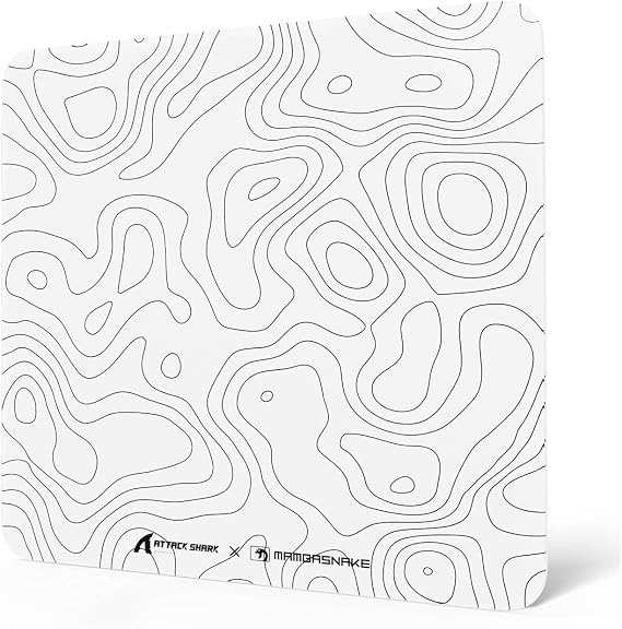 Attack Shark CM05 Contour Glass Gaming Mousepad,Nano-Micro-Etched Texture,Smooth Glass Surface,High Accuracy,Fast-Moving,Anti-Scratch,PU Leather Super Non-Slip Base,Large Size(450400mm),White contour