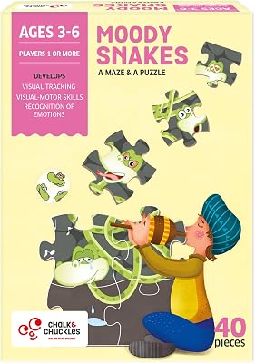 Chalk and Chuckles Moody Snakes Fun Emotion Recognition and Maze Puzzle Game for Kids Ages 4