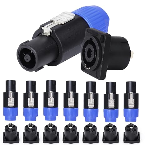 4 Pole Speakon Connector with Socket 2 Sets Blue Kit