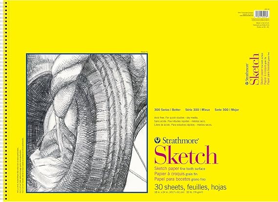 Strathmore 300 Series Sketch Pad, 18x24 inch, 30 Sheets, Side Wire - Artist Sketchbook for Drawing, Illustration, Art Class Students
