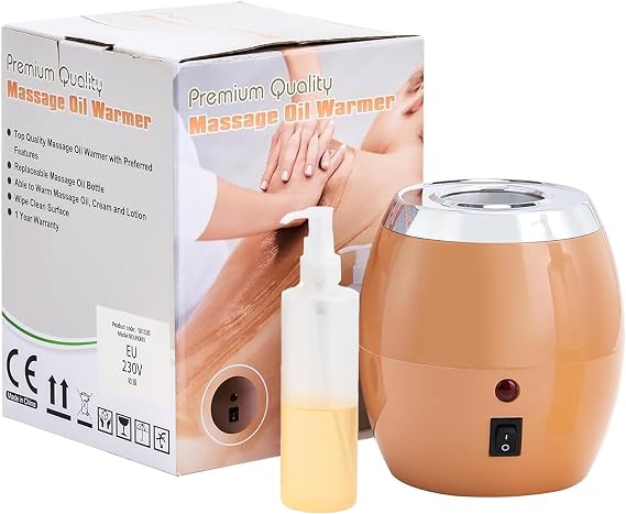 Massage Patent Convenient Automatic Oil Warmer Heater for Salon SPA Massage Body Therapy (Brown)