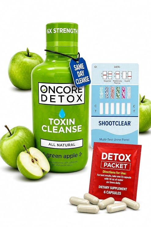 Detox Pack - Oncore Detox Drink 20 Oz 6x Extra Strength + 6 Panel Test + Detox Pills