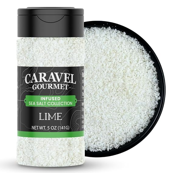 Caravel Gourmet Lime Salt for Seasoning, Grilling and Rimming, 5 oz Shaker