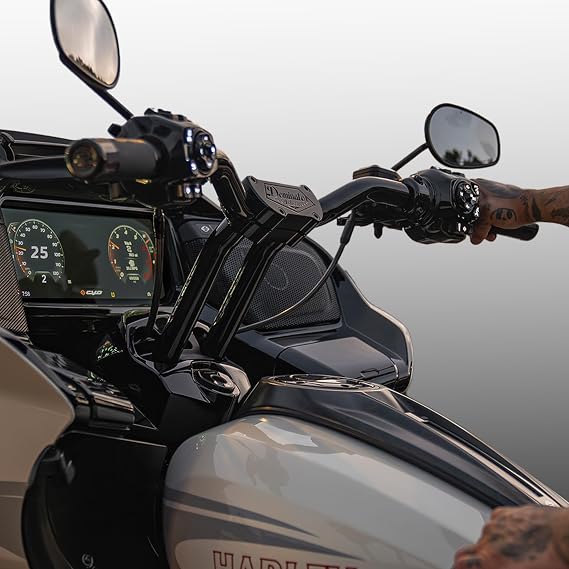 Dominator Industries Bar & Riser Only: Pullback Riser & 1 1/4" Moto Bar for 2023 CVO & 2024 Road Glide Models - Gloss Black, 8"