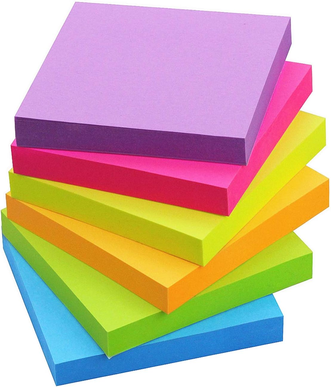 Sticky Notes 3x3, 6 Color Bright Colorful Sticky Pad, 6 PadsPack, 100 SheetsPad, Self-Sticky Note Pads Yellow, Green, Blue, Orange, Purple, Rose