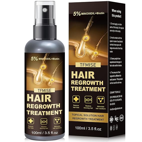 Minoxidil Spray - 5% Minoxidil for Men, Minoxidil for Women Hair Growth Products, Extra Strength Hair Regrowth Devices with Biotin, Help to Stop Loss Hair Unscented Light and non Greasy 3.38 Fl.OZ