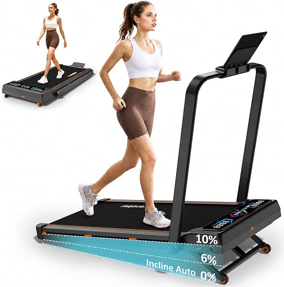 Walking Pad Treadmill with Auto Incline 10%-12Level,Foldable Treadmill for Home 2.5HP Quiet Brushless Motor, Smart App Control, Dual-Layer Cushioning Deck, LED Display,RGB Light, MAX 300LBS Capacity