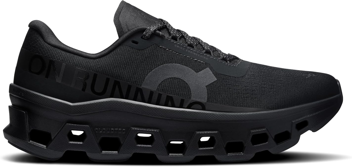 On Women's Cloudmonster 1 Sneakers, Black/Black, 8 Medium US