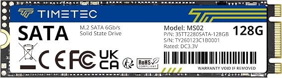 Timetec 128GB SSD 3D NAND SATA III 6Gb/s M.2 2280 NGFF 64TBW Read Speed Up to 550MB/s Improved SLC Cache Performance Built-in Solid State Drive for PC Computer Laptop Desktop 128GB
