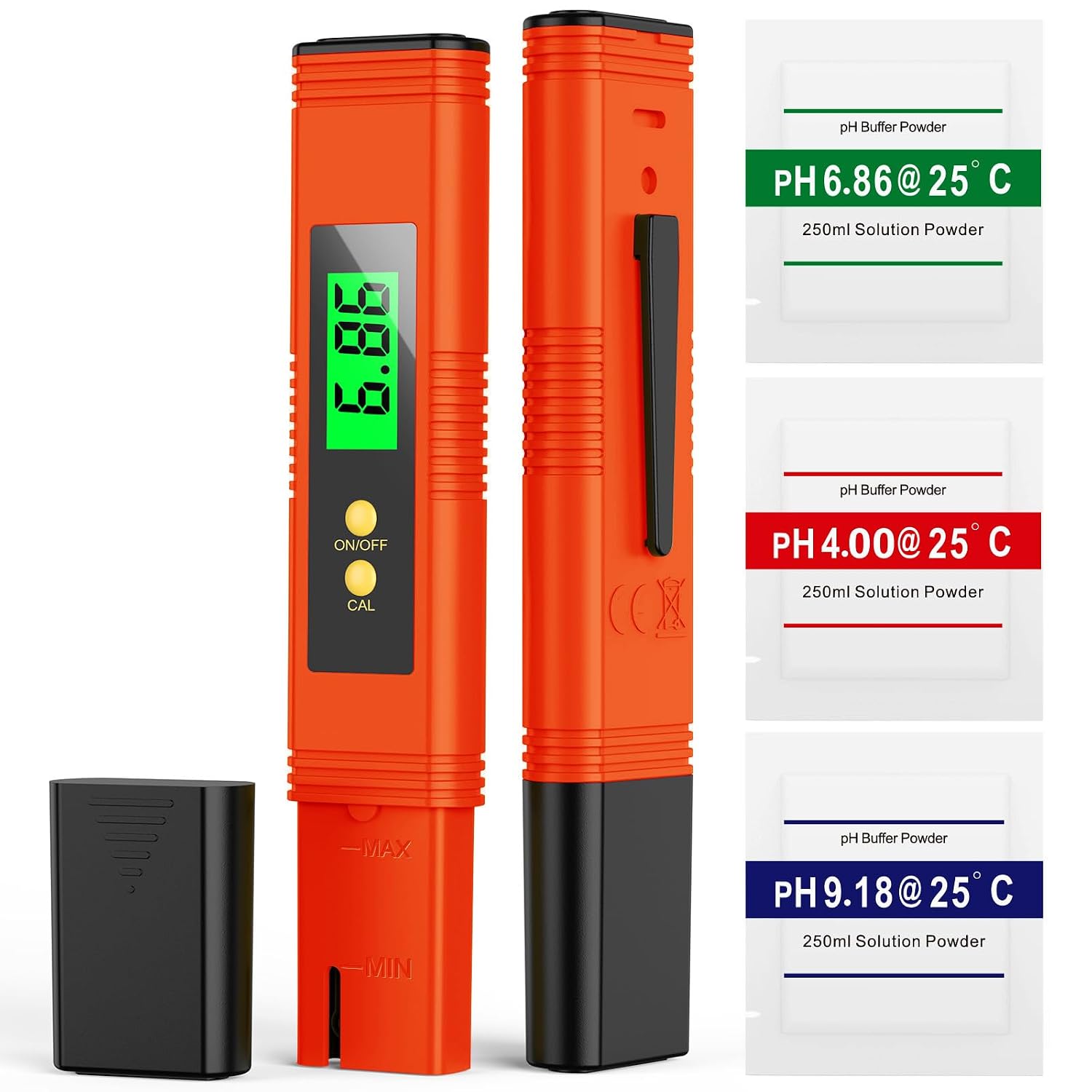 2024 All-New pH Meter for Water - High Accuracy Digital pH Tester 0.01 Precision with UL Certification and 3 pH Calibration Powders - Ideal for Home Water, Hydroponics, Aquariums, Pools, and More