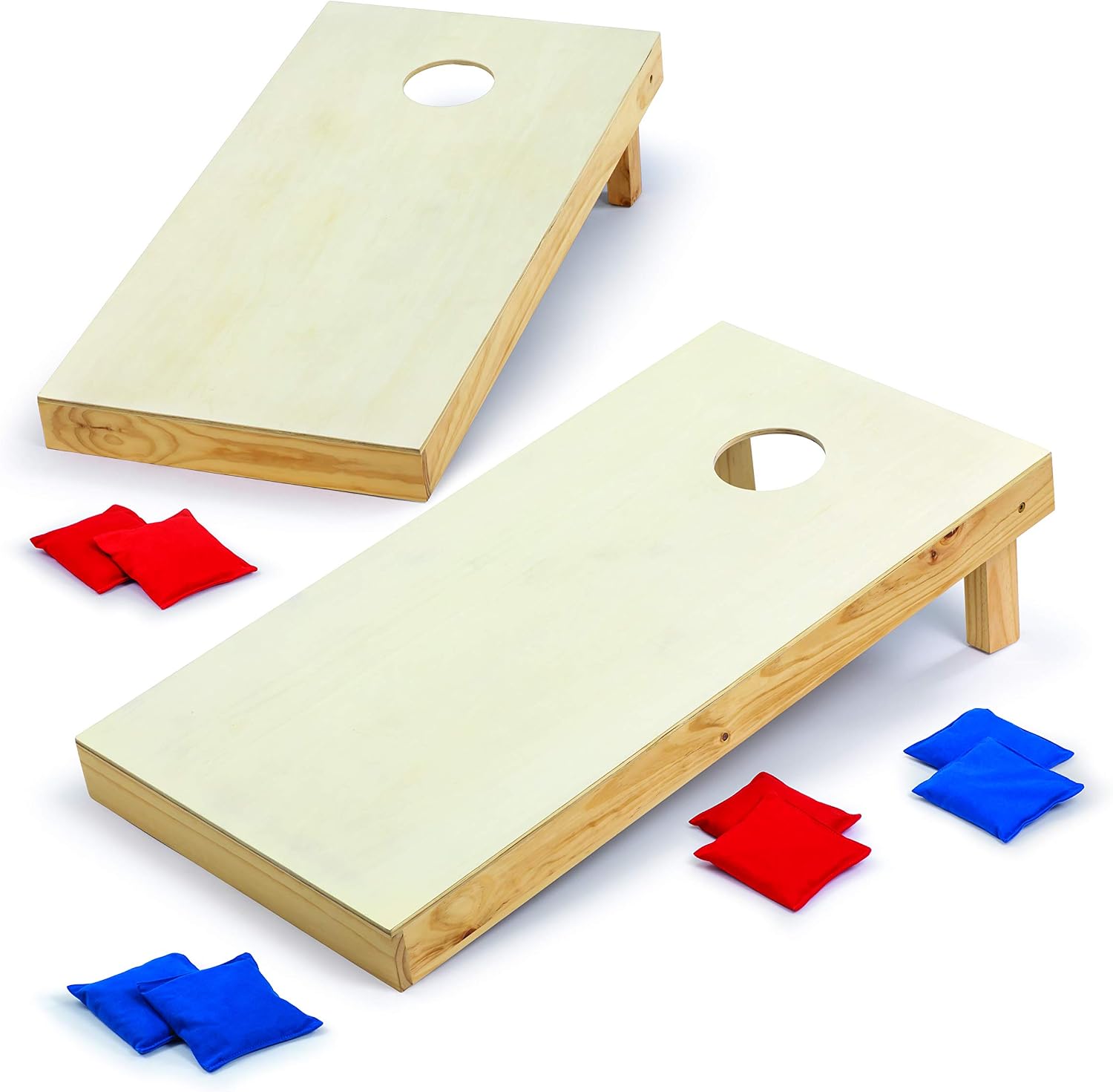 Cornhole Game Bocce Balls GoSports 3 X 2 Ft Cornhole Board Set - Portable Outdoor Toss Game For Adults Family Includes Set Of 8 Bean Bags With Built In Storage Bright Rustic