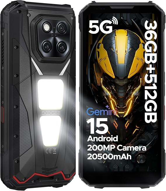 V Max LR 5G Rugged Smartphone with 40M Laser Ranging,36GB+512GB,200MP+32MP Camera,20500mAh/45W,MTK 7300 Rugged Phone,6.78" FHD+120Hz,1200LM Dual Camping Lights,Waterproof/WiFi6E/NFC/Widevine L1