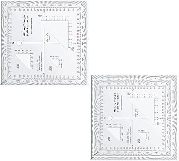 GOTICAL Military UTM/MGRS Coordinate Scale Map Reading and Land Navigation Topographical Map Scale, Protractor and Grid Coordinate Reader Pairs (Ruler/Scale - Pack of 2)