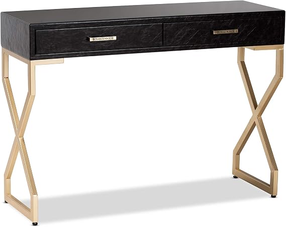 Baxton Studio Console Tables, One Size, Dark Brown/Gold