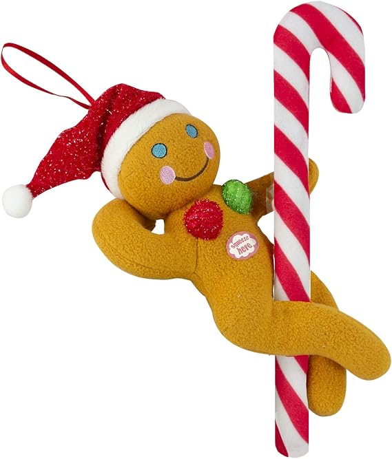 Tekky Naughty Dirty Signing Gingerbread Pole Dancer Tree Ornament, White Elephant, Tan