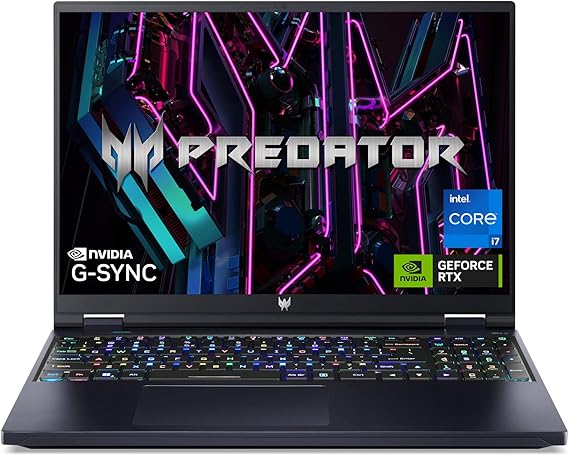 Acer Predator Helios 16 Gaming Laptop | 13th Gen Intel Core i7-13700HX | NVIDIA GeForce RTX 4060 | 16" 2560 x 1600 165Hz G-SYNC Display | 16GB DDR5 | 1TB Gen 4 SSD | Killer Wi-Fi 6E | PH16-71-74UU