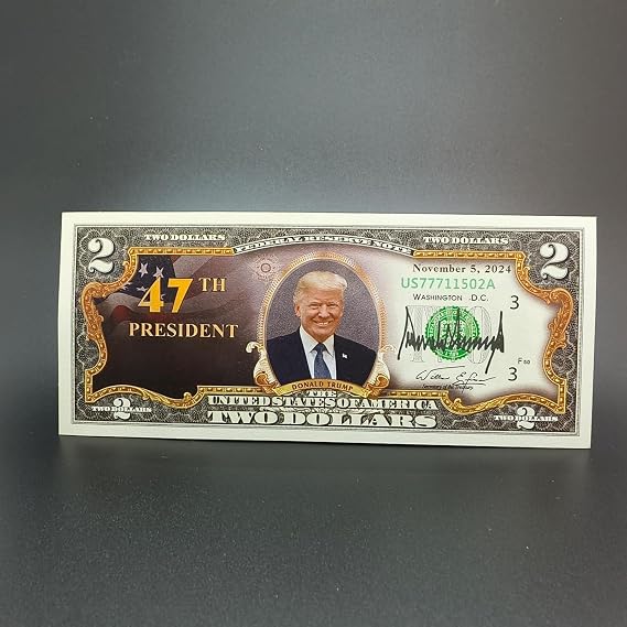 President Trump 47th President Commemorative 2 Dollar Bill Uncirculated Trump Coin Trump Victory Banknote, Historic Collectible Trump Merchandise, Limited Edition 2024