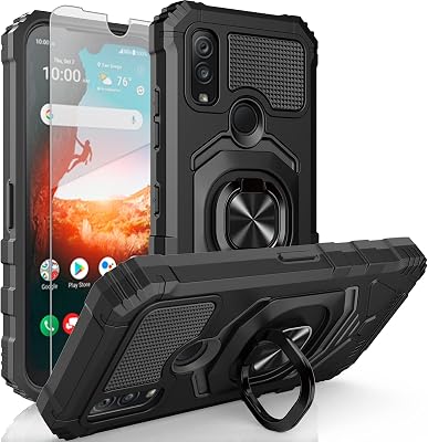 Ailiber Compatible with Kyocera DuraSport 5G Case, DuraSport UW C6930 Case with Screen Protector, Ring Kickstand for Magnetic Car Mount, Rugged Heavy Duty Protector Phone Cover for Kyocera C6930-Black